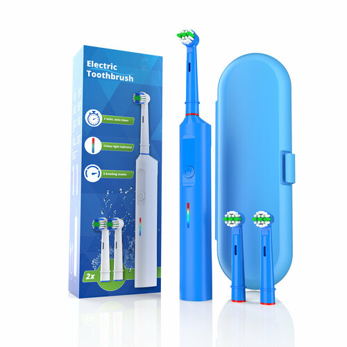 Электрическая зубная щетка ALYson 3957 45 градусов отбеливающая синяя 1426₽