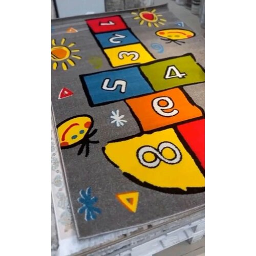 Ковер для детской 20723_150 x 230 см, серый палас для детей игровой, для девочек в спальную, развивающий игровой коврик 1.5 на 2.3 м