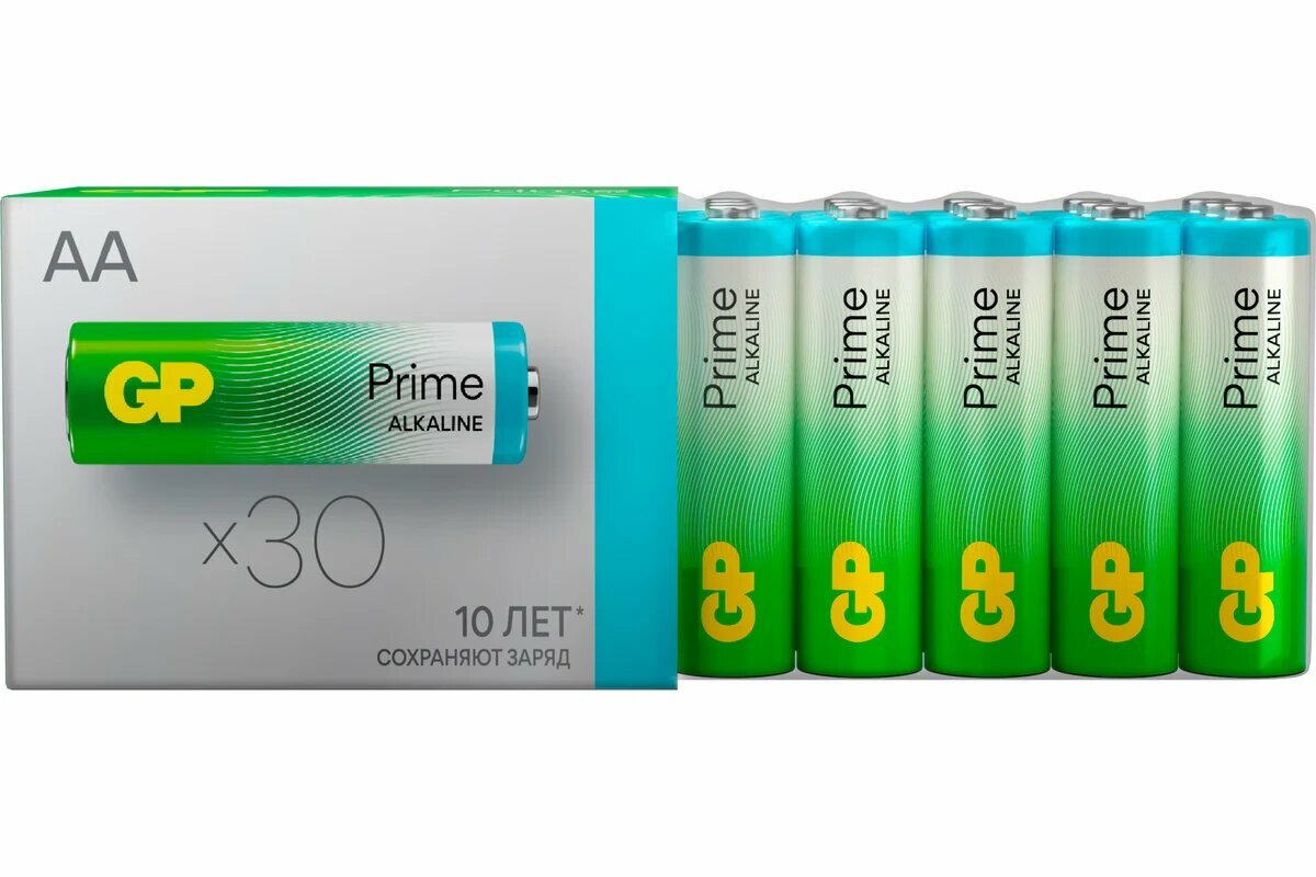 GP Батарейки пальчиковые алкалиновые АА Prime Alkaline, набор 30 шт. 19730