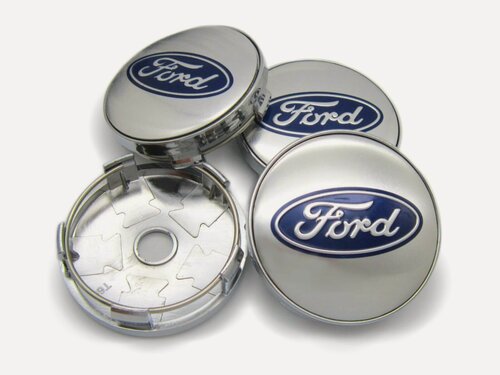 Изображение товара Колпачки, заглушки на литые диски Форд хром 60/56 мм, комплект 4 шт.