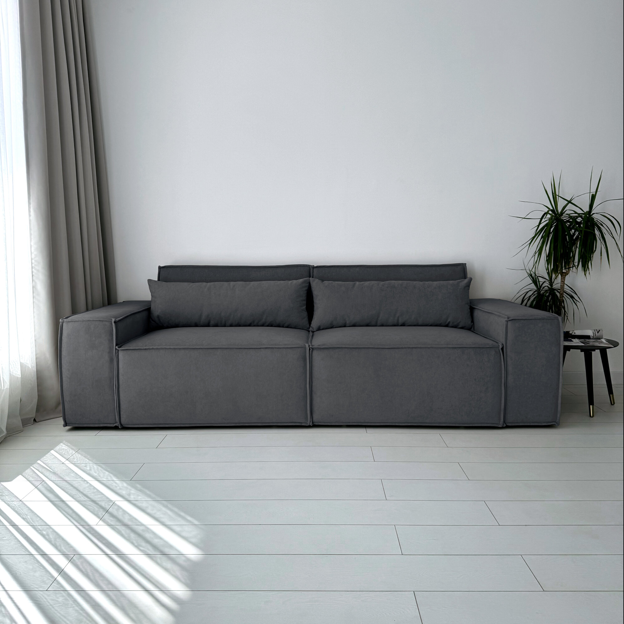 Диван-кровать Redsofa Пикассо 260 см графит Teddi. Раскладной прямой диван со съемными чехлами, для дома и офиса (Мебельный гарнитур бытового назначения) — фото 1