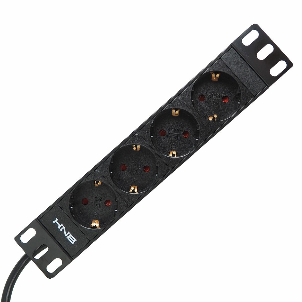 Блок розеток 19 дюймов, BNH, 1U, Schuko х 4, 1ф, 16, чёрный, B800.3-1U-4S-2EU