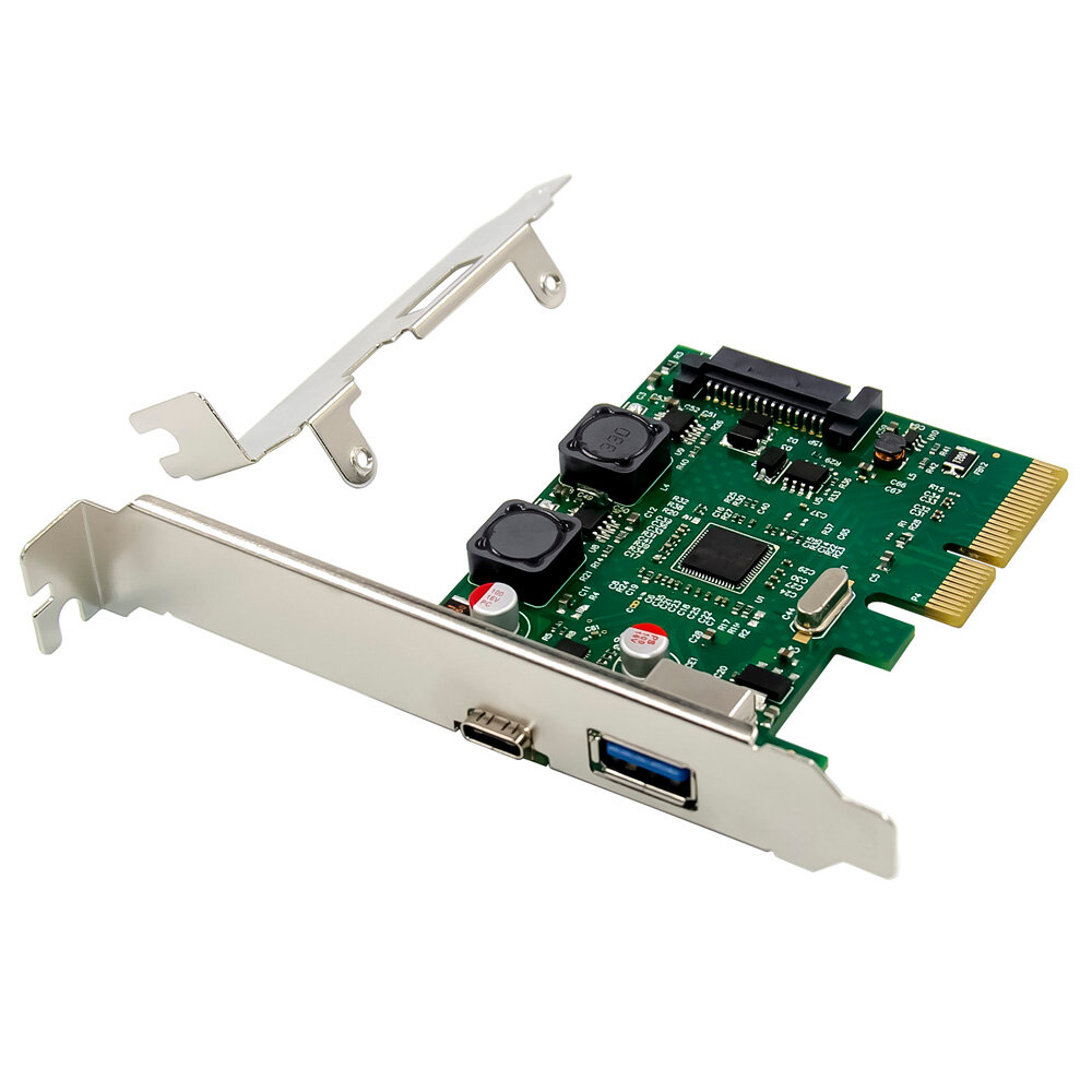 Контроллер Orient ORIENT AM-U3142PE-AC, Контроллер PCI-Ex4 v3.0, USB 3.2 Gen2, 2-port ext (T ype-A + T ype-C), ASM314