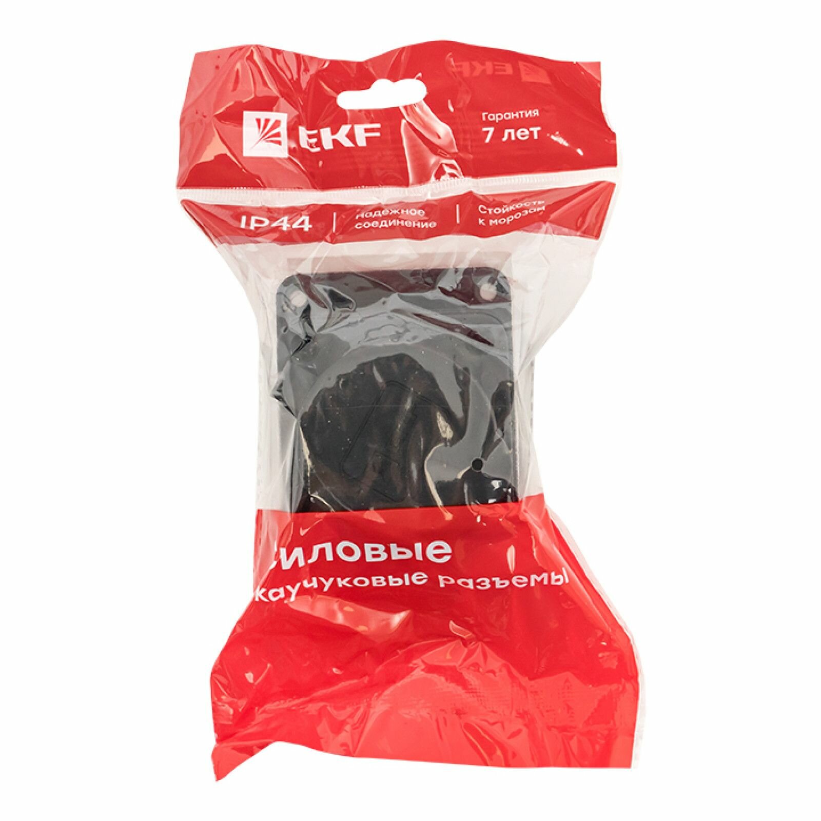 Роз. (колодка) одномест. с защит. крышкой каучуковая 230В 2P-PE 16A IP44 EKF Марс - 1 шт — фото 1