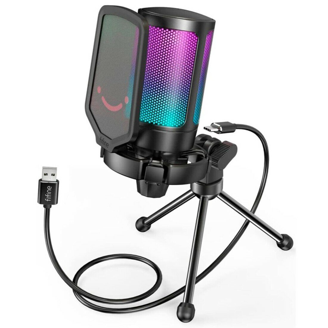 Конденсаторный USB Микрофон Fifine A6V Ampligame с RGB-подсветкой (Black)