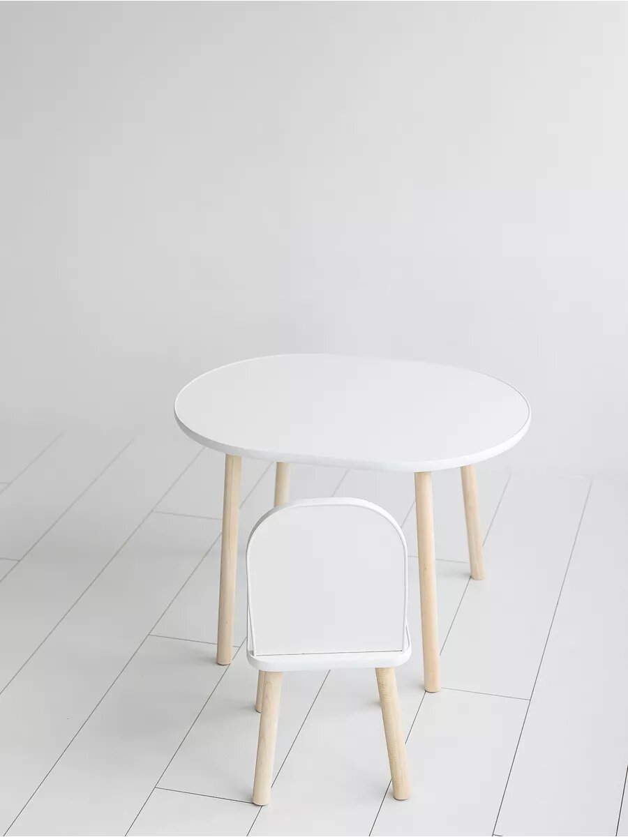 Изображение Детский комплект стол и стул Мастерская Теремок "Классика", на ножках, белый шагрень, ЛДСП