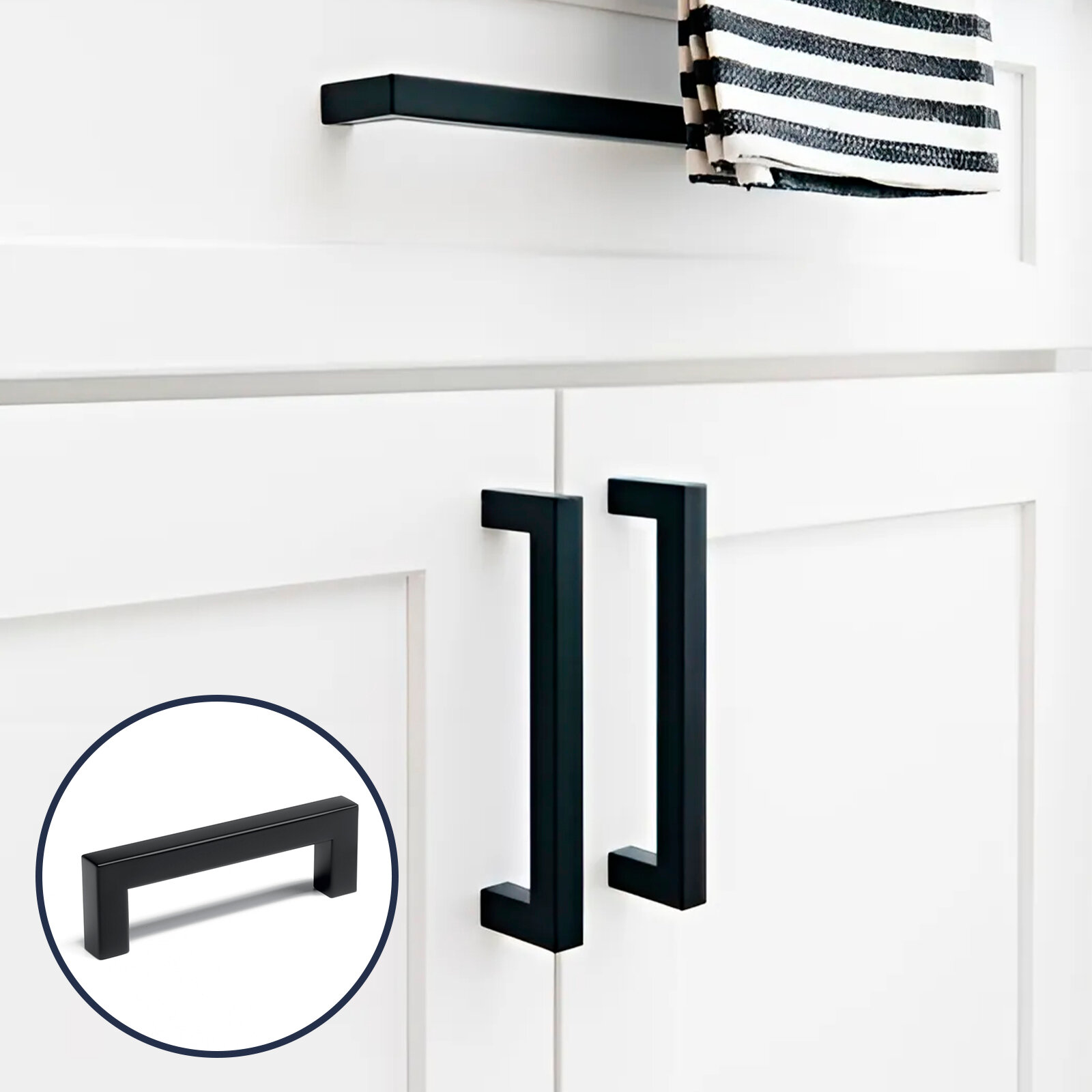 Ручка-скоба CAPPIO SQUARE RSC008 нержавеющая сталь м/о 96 мм цвет черный 4 шт 10785802