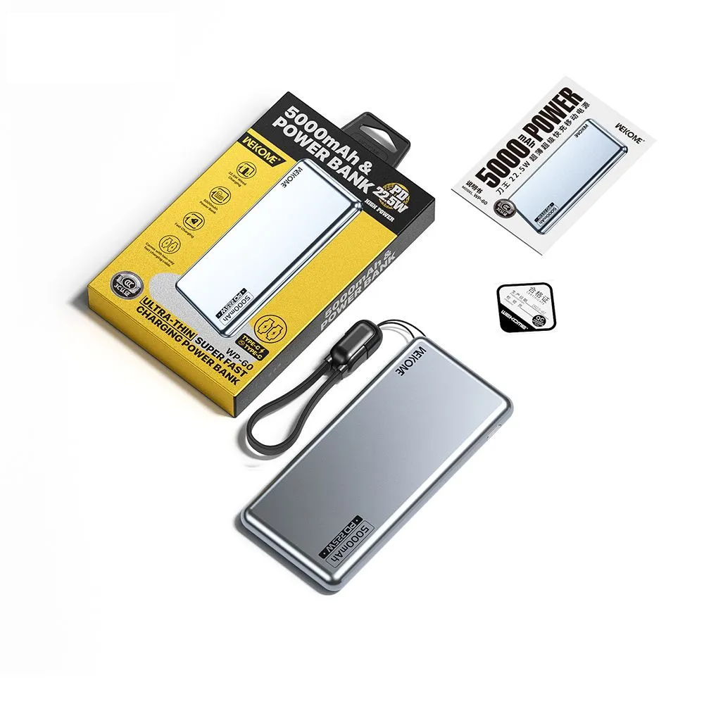 Внешний аккумулятор Power Bank 5000mAh 22.5W WEKOME WP-60 Silver