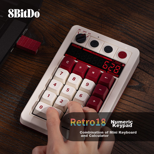 Цифровая механическая клавиатура 8BitDo Retro18 белаякрасная ретро-классика Bluetooth 533400₽