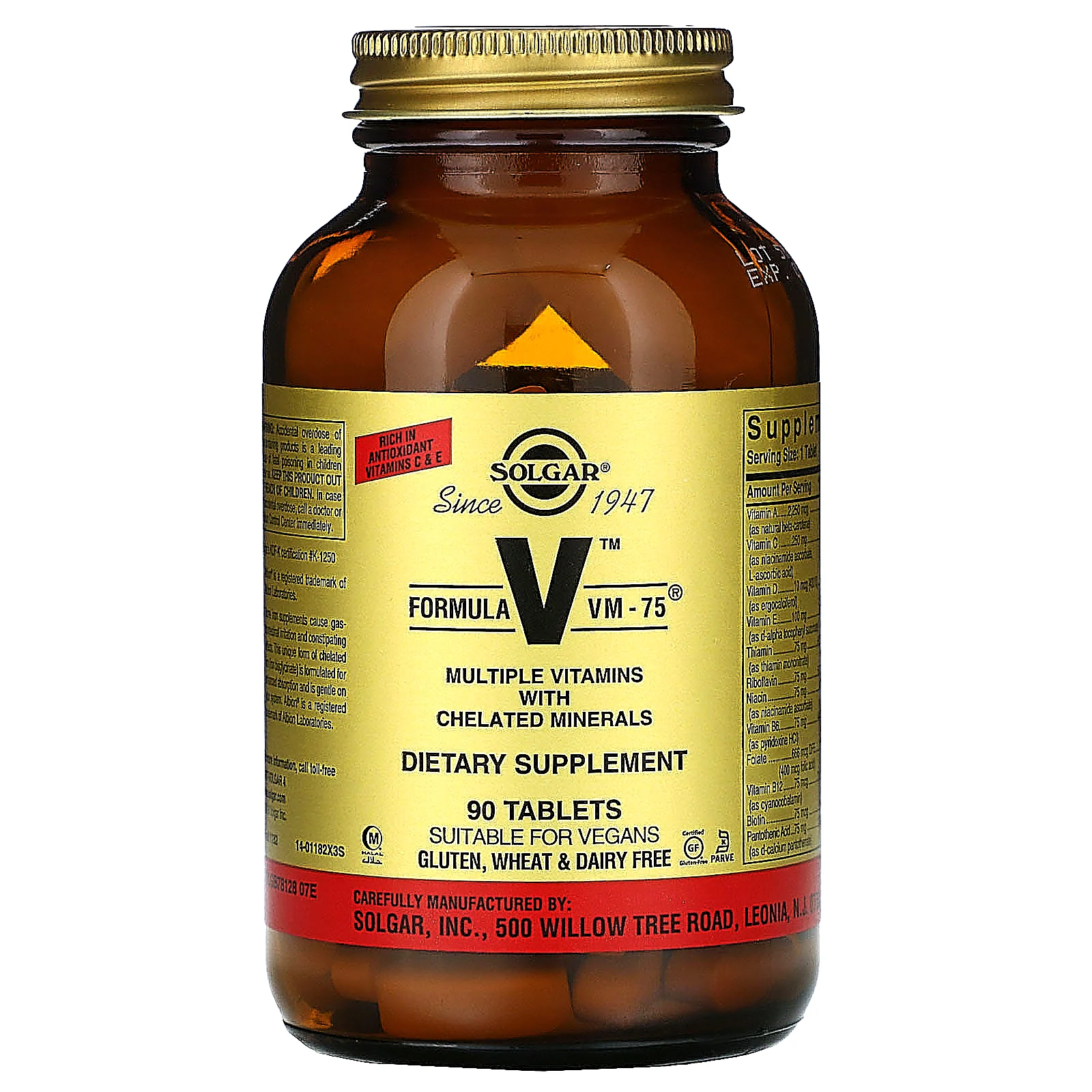 Solgar, Formula V, VM-75, комплексные витамины с хелатными минералами ...