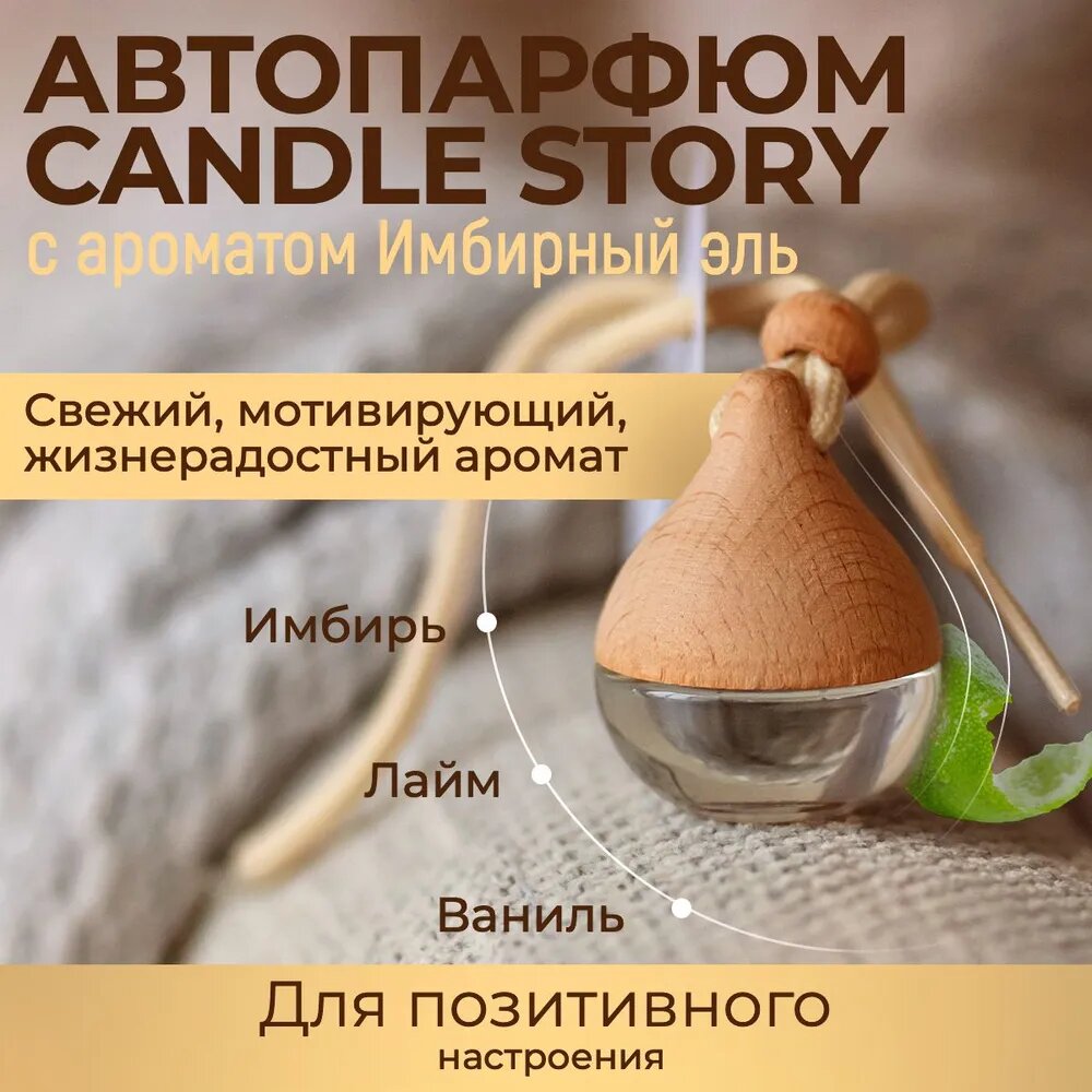 Ароматизатор для автомобиля Candle Story, автоароматизатор аромат Имбирный эль