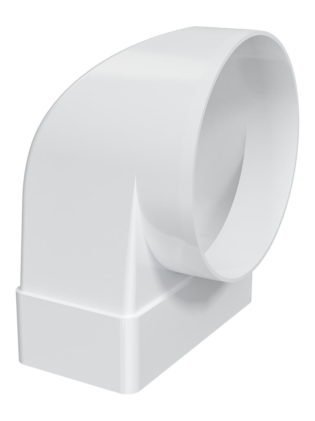 Переходник ERA 511СК10КП D100 мм, 90°, 55х110 мм, пластиковый, белый, для круглых и прямоугольных воздуховодов — фото 1