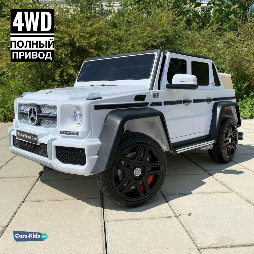 Электромобиль Mercedes-Benz Maybach G650 т101тт, 4WD, белый, колеса резина EVA