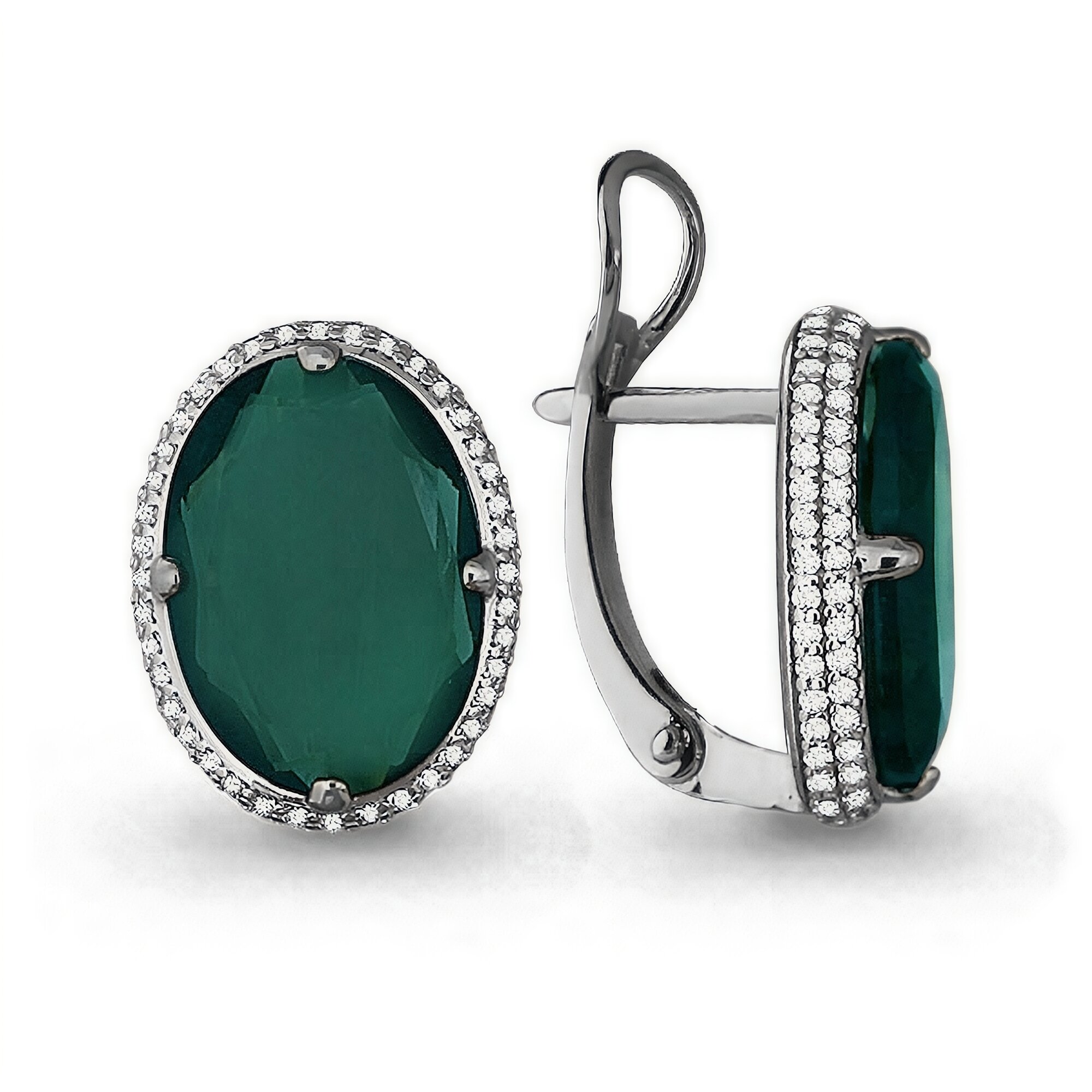 Серьги Diamant online, серебро, 925 проба, родирование, агат, фианит, длина 1.6 см, , бирюзовый