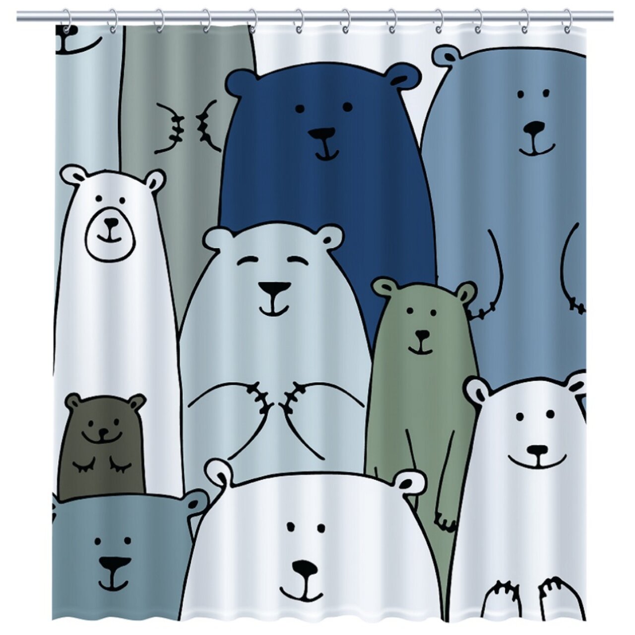 Шторка для ванной Bear 180x200 см с утяжелителем белый полиэстер