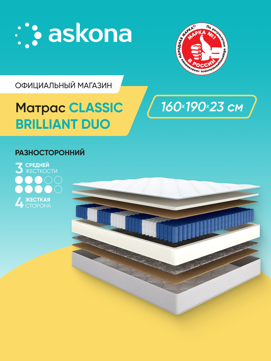 Матрас анатомический Askona (Аскона) Classic Brilliant Duo 160х190