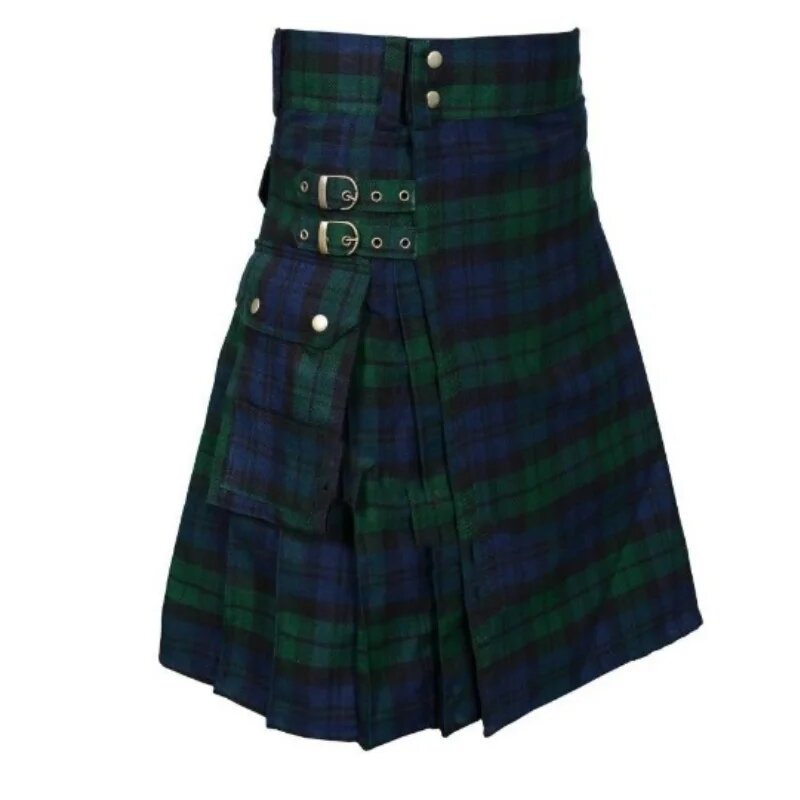 Мужской шотландский килт из полиэстера Темно-зеленый, 4XL, green