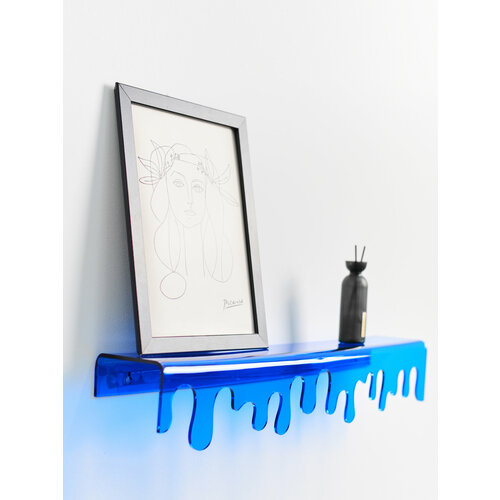 Полка прозрачная синяя Drippy потекшая