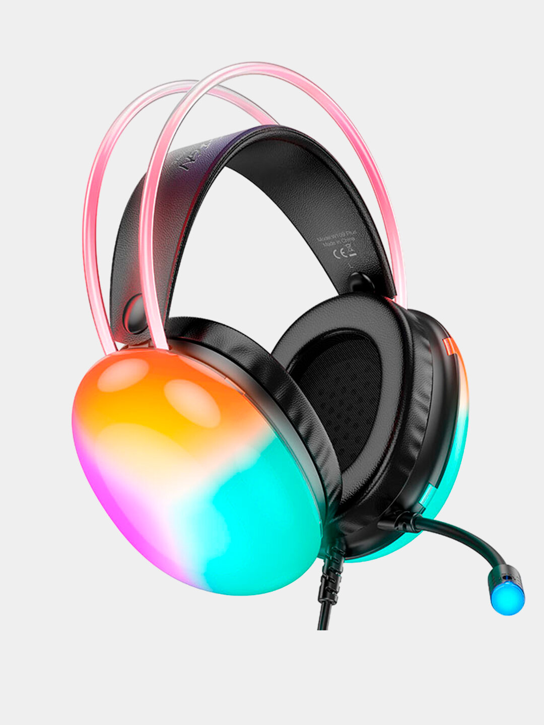 Проводные игровые накладные наушники Hoco W109 Plus, RGB, с микрофоном, кабель 2 м