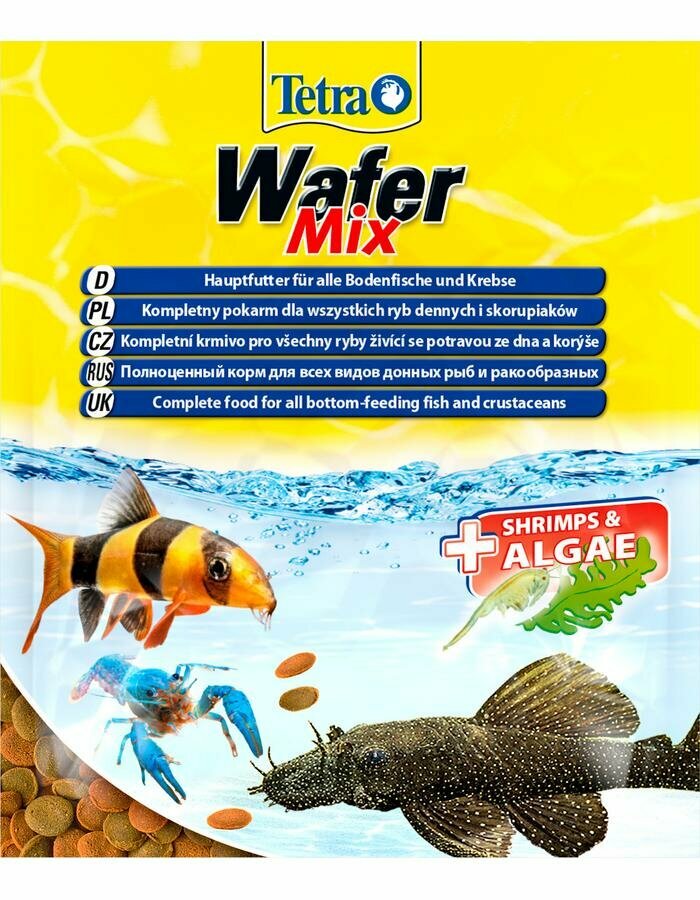 Корм Tetra WaferMix 15 г (сашет) пластинки для донных рыб и ракообразных с креветкой и спирулиной
