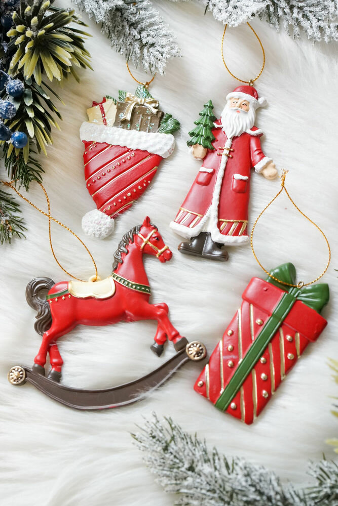 Набор ёлочных игрушек зимние истории, полистоун, 10 см, 4 шт, EDG 6500912A774-набор