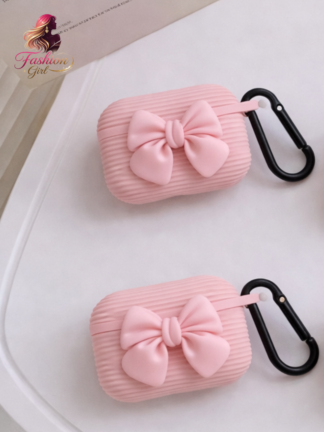 Защитный и декоративный чехол для Apple Airpods 1, 2, 3, 4, pro, pro 2, pro 3 с красивым бантом