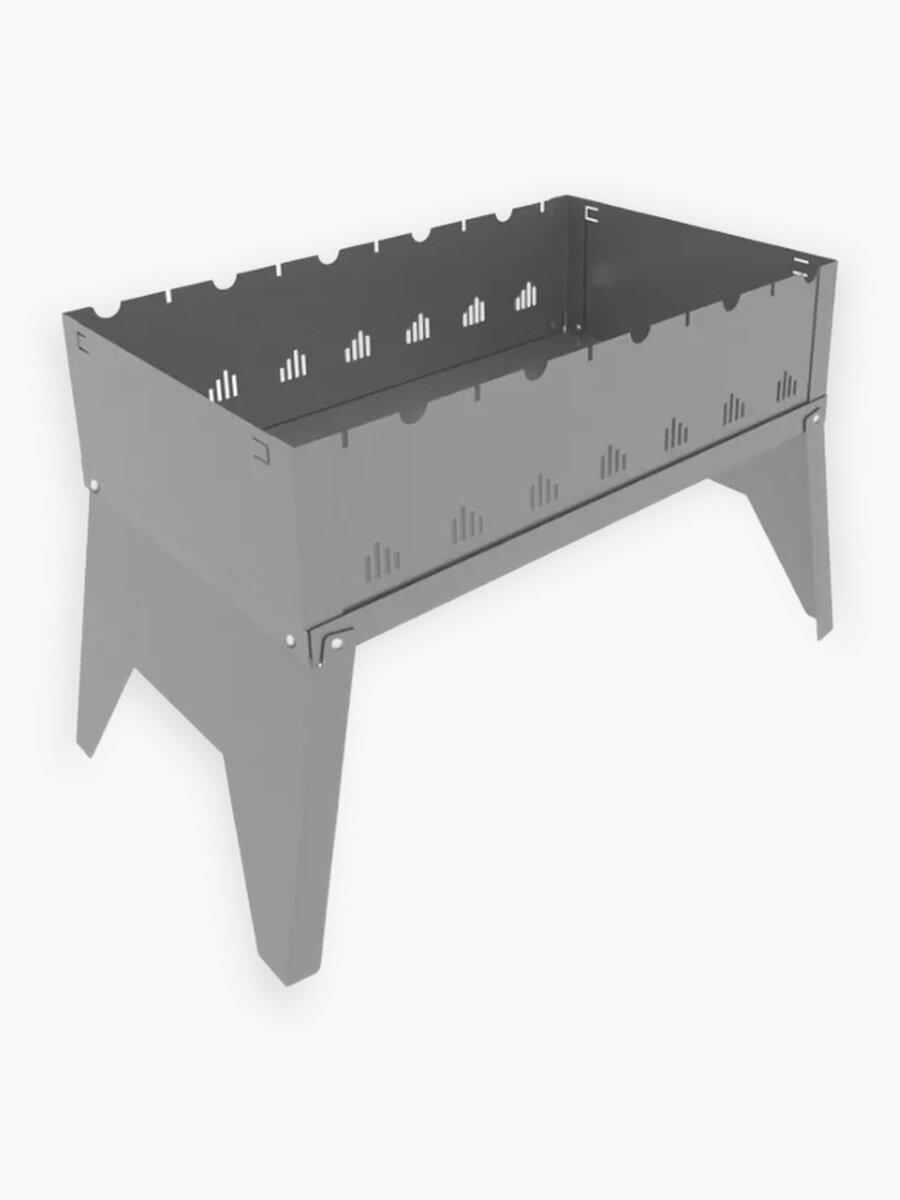 Мангал складной METOS 35х30см, толщина 1,2 мм, стальной, с пазами для 10 шампуров