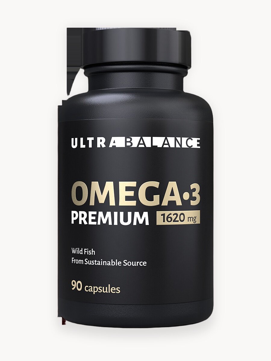 Витамины UltraBalance Омега-3 рыбий жир БАД для мужчин и женщин, для сердца, сосудов, кожи 1620 мг, 90 капсул