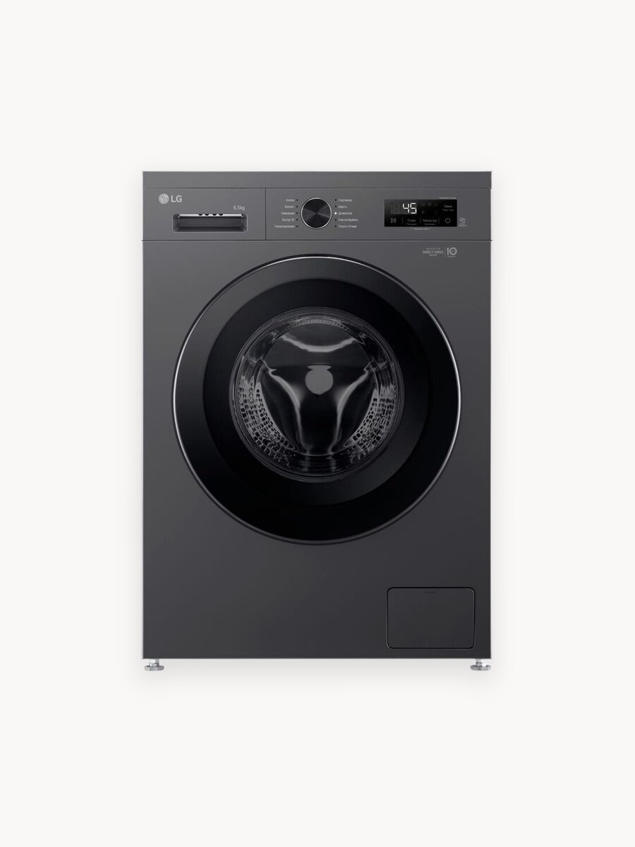 Стиральная машина LG F2Y1WS6J 6,5 кг, инверторный мотор с прямым приводом, функция пара Steam, 8 программ, для аллергиков и детской одежды, Smart Diagnosis, черный