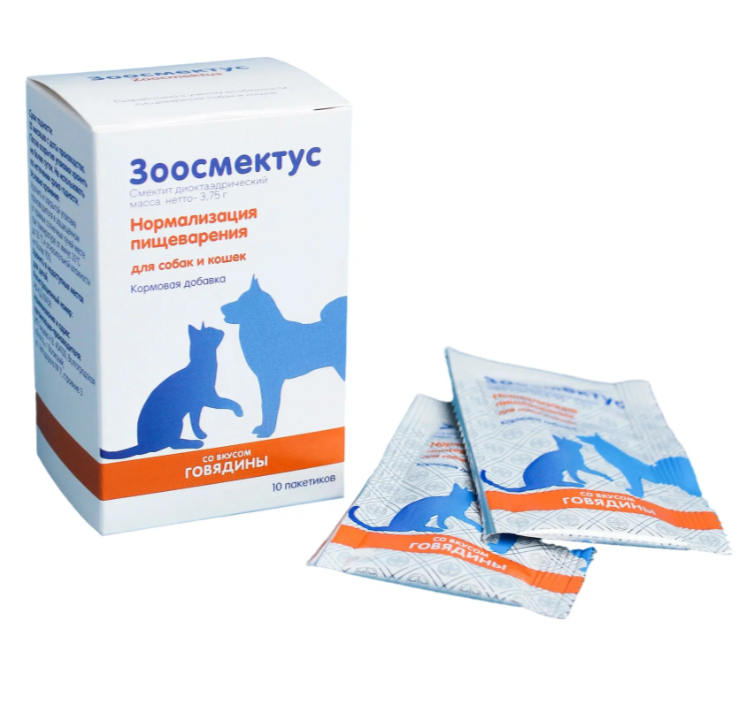 Зоосмектус противодиарейное средство для собак и кошек 10 саше пакетов по 375 гр. в уп.