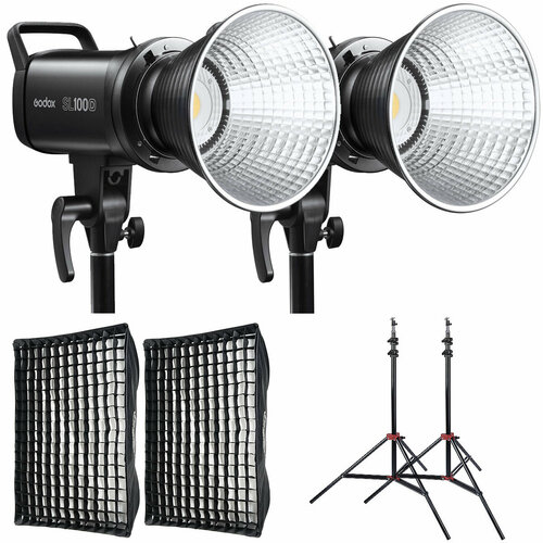 Студийный комплект осветителей Godox SL100D KIT2 Duo черный