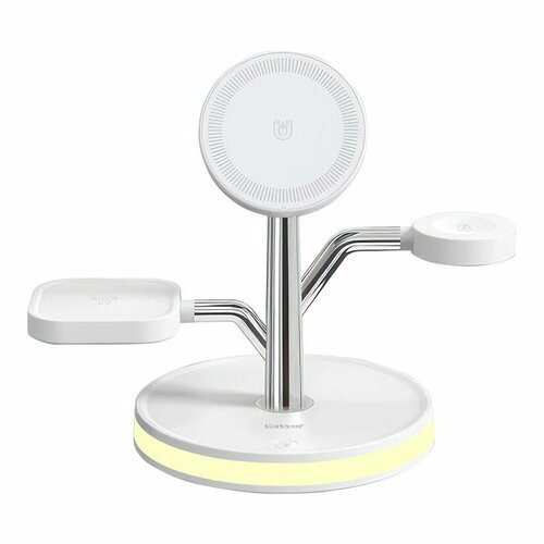 Беспроводное ЗУ Earldom WC51 для смартфона, iWatch, AirPods, 2А, Qi 15W, 4в1, Magsafe (белый)