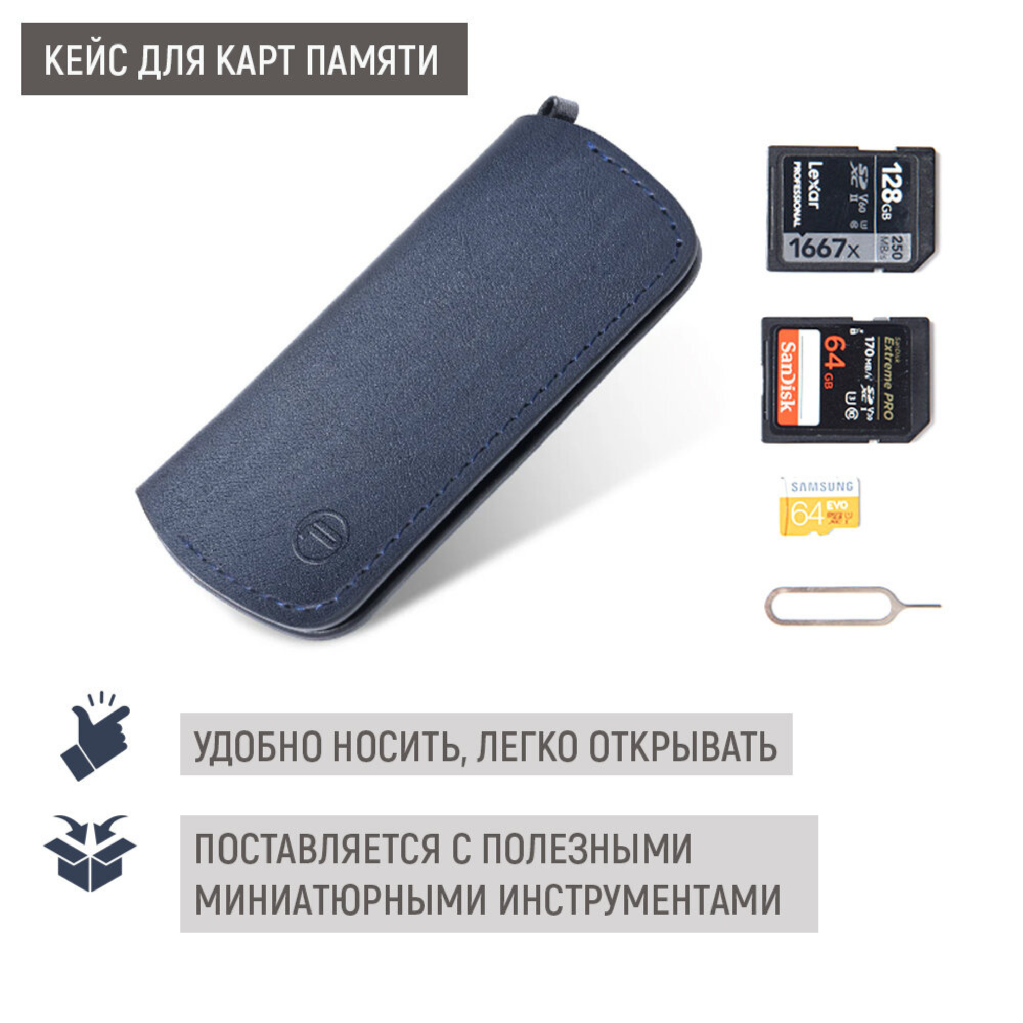 Чехол для флешек PGYTECH, Deep Navy, P-CB-036, для SD и SIM карт