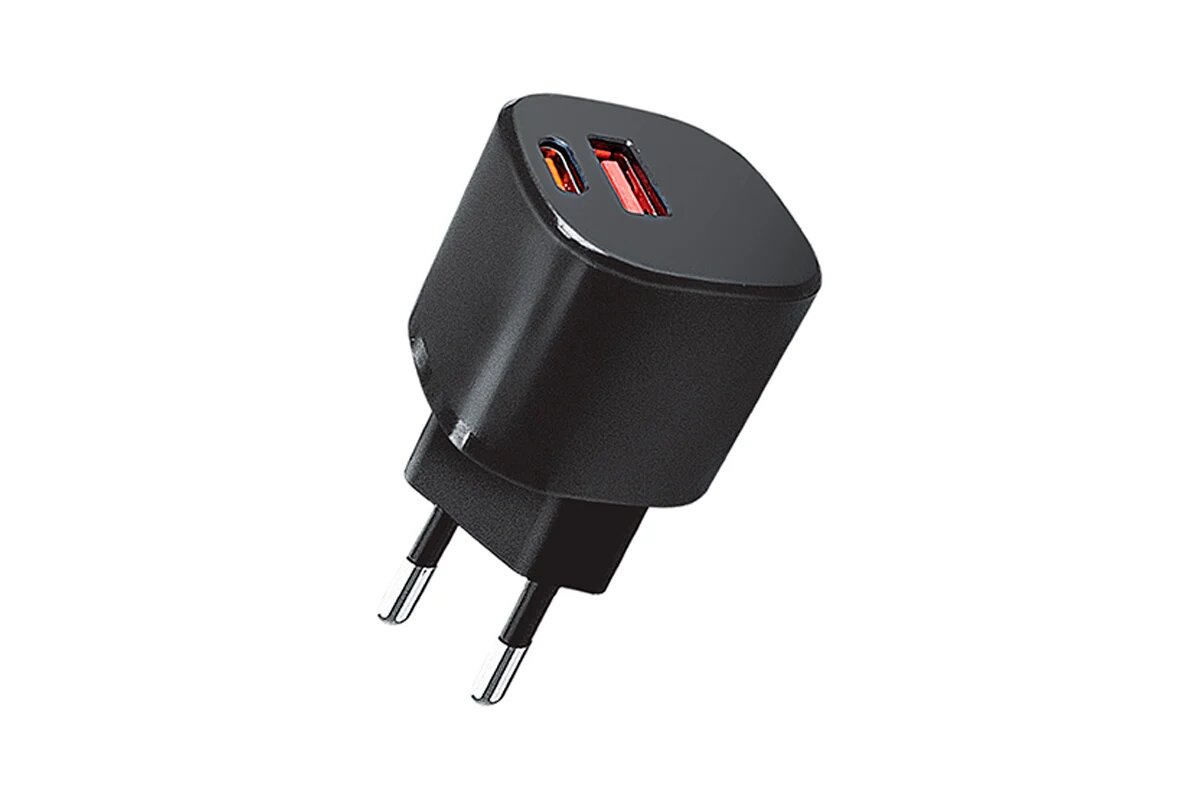 Сетевое зарядное устройство QUMO Energy GaN Mini PD, 30W Charger 0072, два порта: Type-C PD, + USB-A QC3.0, цвет черный 43014