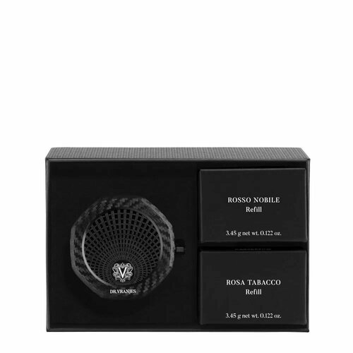 Dr.Vranjes - Gift Box Carparfum Rosso Nobile 28 gr + Rosa Tabacco 28 gr Диспенсер для автомобиля (карбон) + 2 сменных блока с ароматом Rosso Nobile и Rosa Tabacco 28 gr