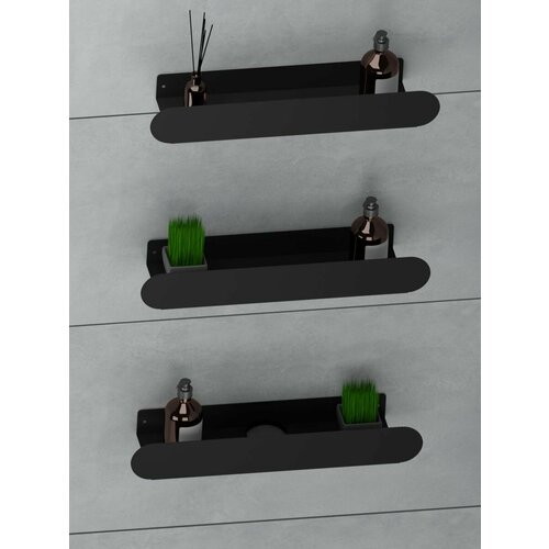 Полка для ванной комнаты настенная металлическая прямая 3 ярусная 3 шт