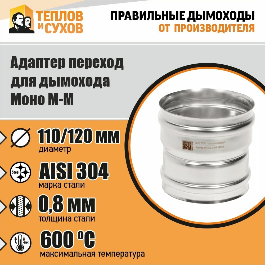 Адаптер переход Моно М-М 304-0.8 D110/120 У