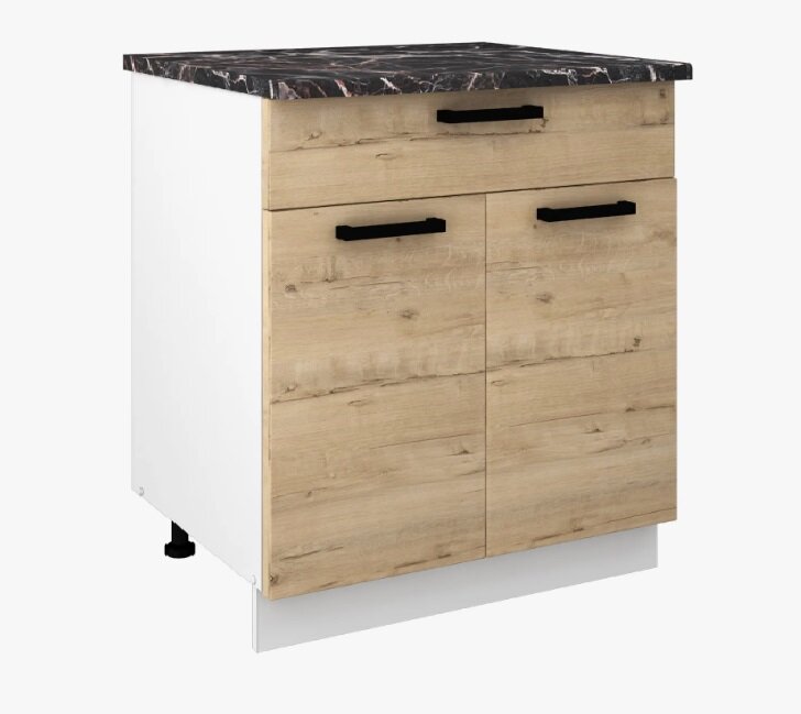 Кухонный шкаф Н800-1Я со столешницей (80х60/40х85 см) Белый/Дуб вотан