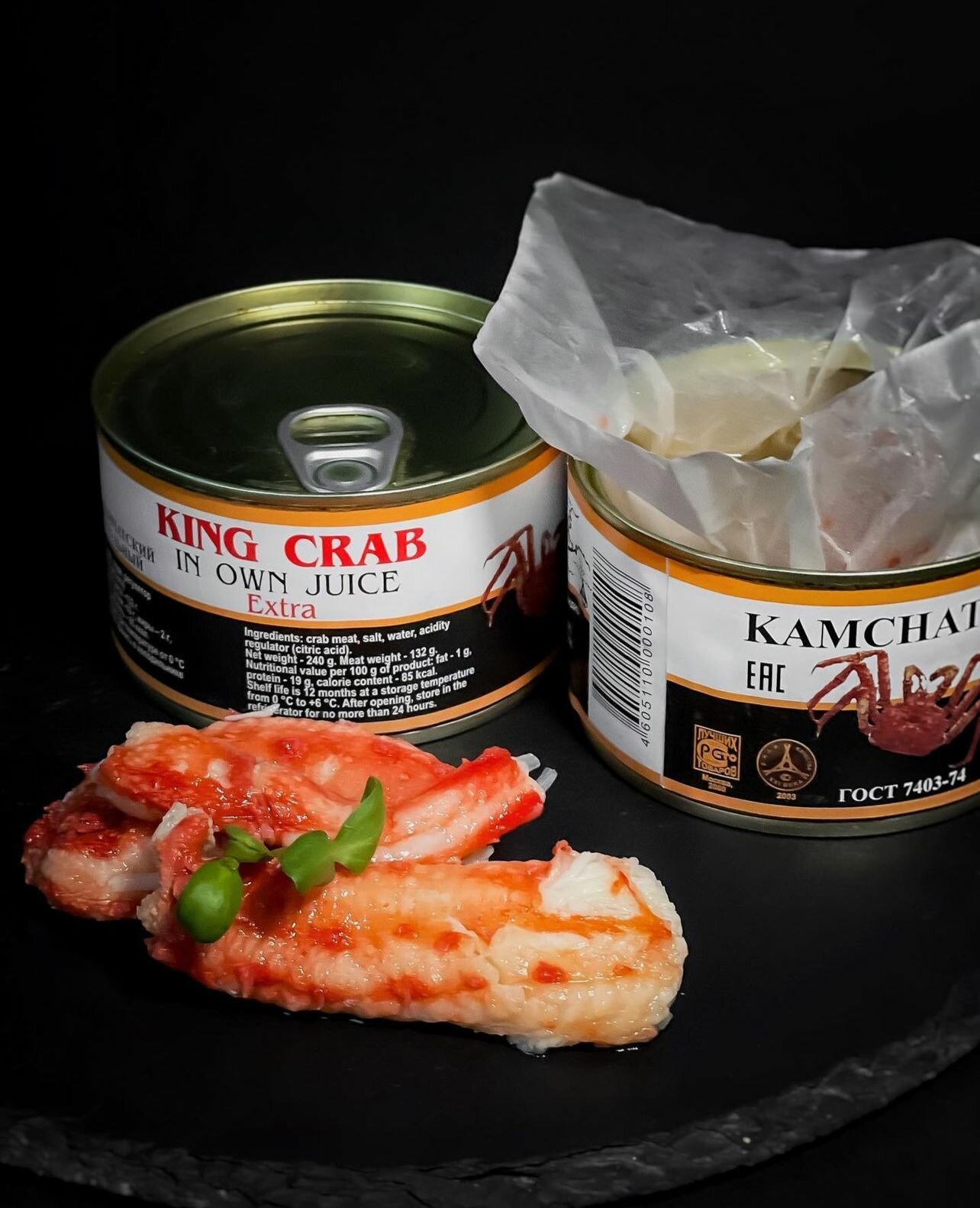 Мясо Камчатского краба фаланга, 240 г ж/б 1 шт King crab in own juice Extra — фото 1