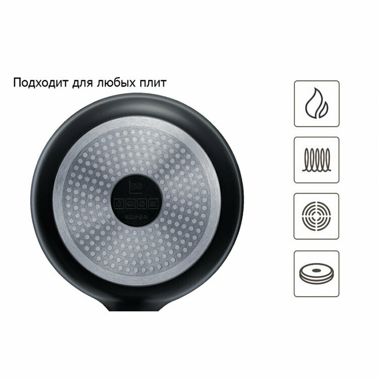 Сковорода Xiaomi HuoHou Teflon Platinum Plus Non-Stick Pan, 24см, без крышки, черный [hu0070] - фото №5