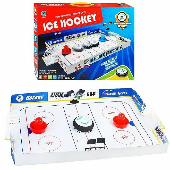 Настольный хоккей Oubaoloon 60х40 см, нужны батарейки, в коробке (789-23)