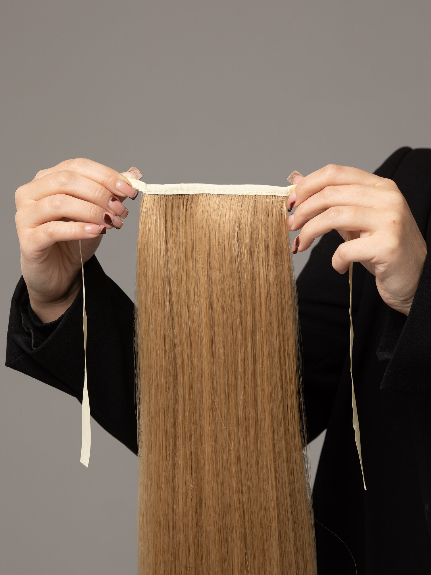 Хвост на ленте 50 см пшеничный цвет — искусственные накладные волосы, шиньон для причёсок, натуральный оттенок — фото 1