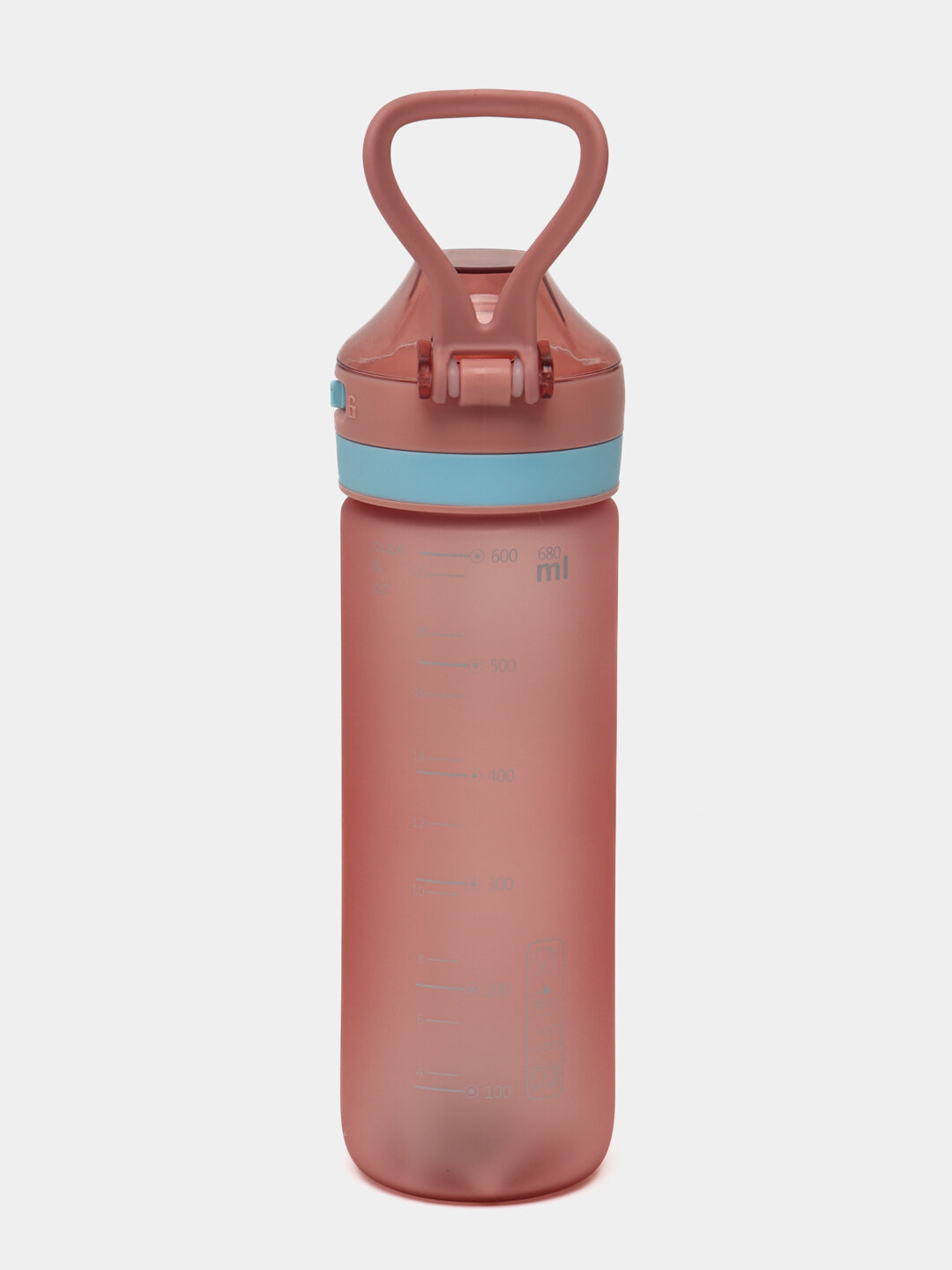 Матовая спортивная бутылка для воды H2O с замком, трубочкой, крышкой и фиксатором 1000 мл — фото 1