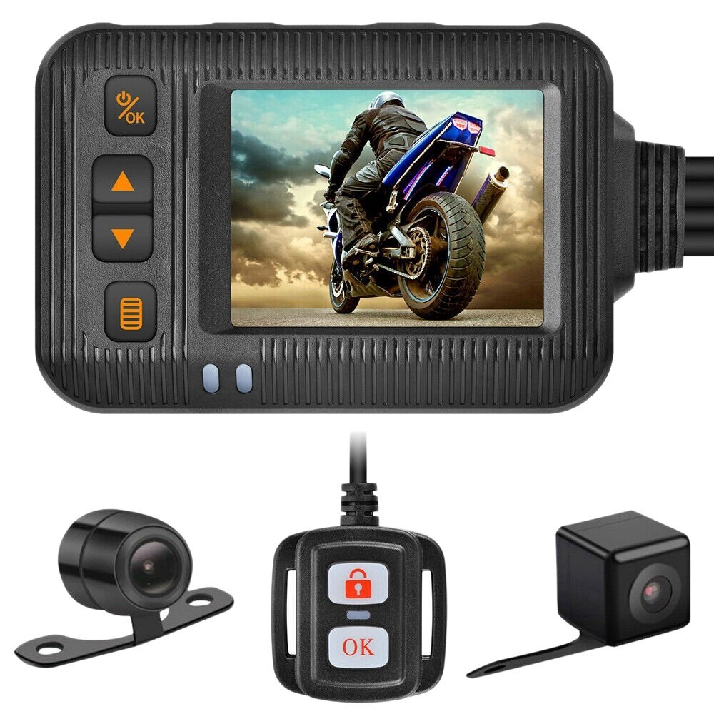 Видеорегистратор MyPads для мотоцикла, 2' IPS экран, 1080P + 720P, двойной AHD
