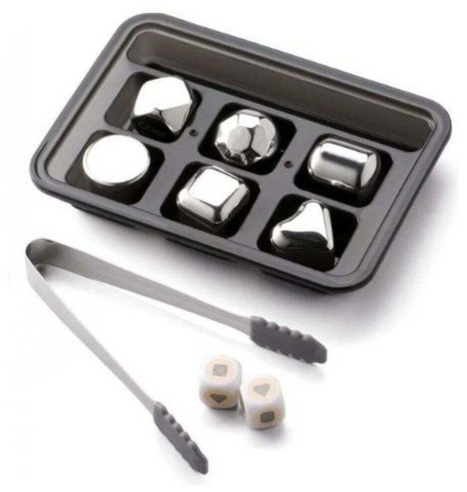 Охлаждающие камни для напитков Circle Joy Stainless Steel Quick Frozen Ice Cubes 6 шт. (серебро) CJ-BK02