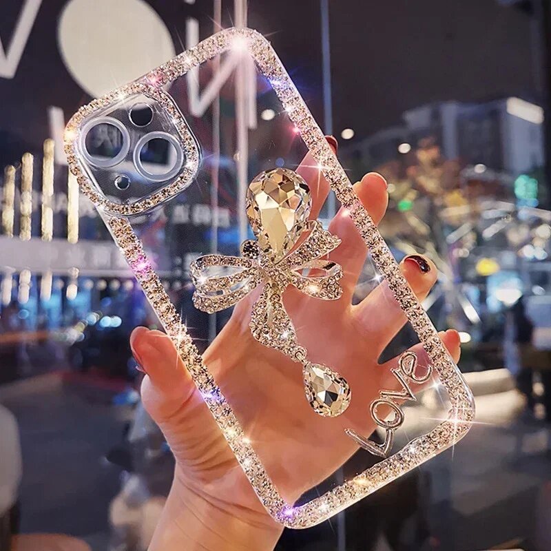 Чехол для телефона со стразами Love Bowknot для женщин и девочек, Bling Diamond, для Samsung A50, A70S, A32, A52, A71, A51, A72, A73, A53, белый, For samsung A51 4G — фото 1