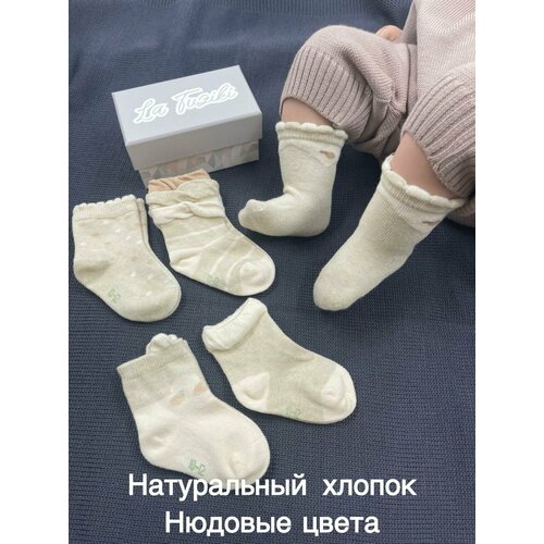 фото Носки la tuziki tendresse, 5 пар, размер 10-12, зеленый, бежевый