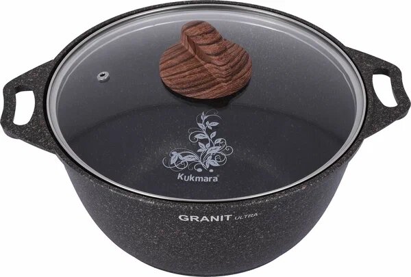 Кастрюля Kukmara 3л со стеклянной крышкой АП, линия Granit ultra
