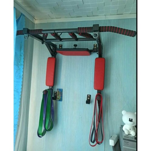 3в1: турник, брусья, пресс мультихват SportLim 3 в 1 105 см черный/красный 13 кг 55 см