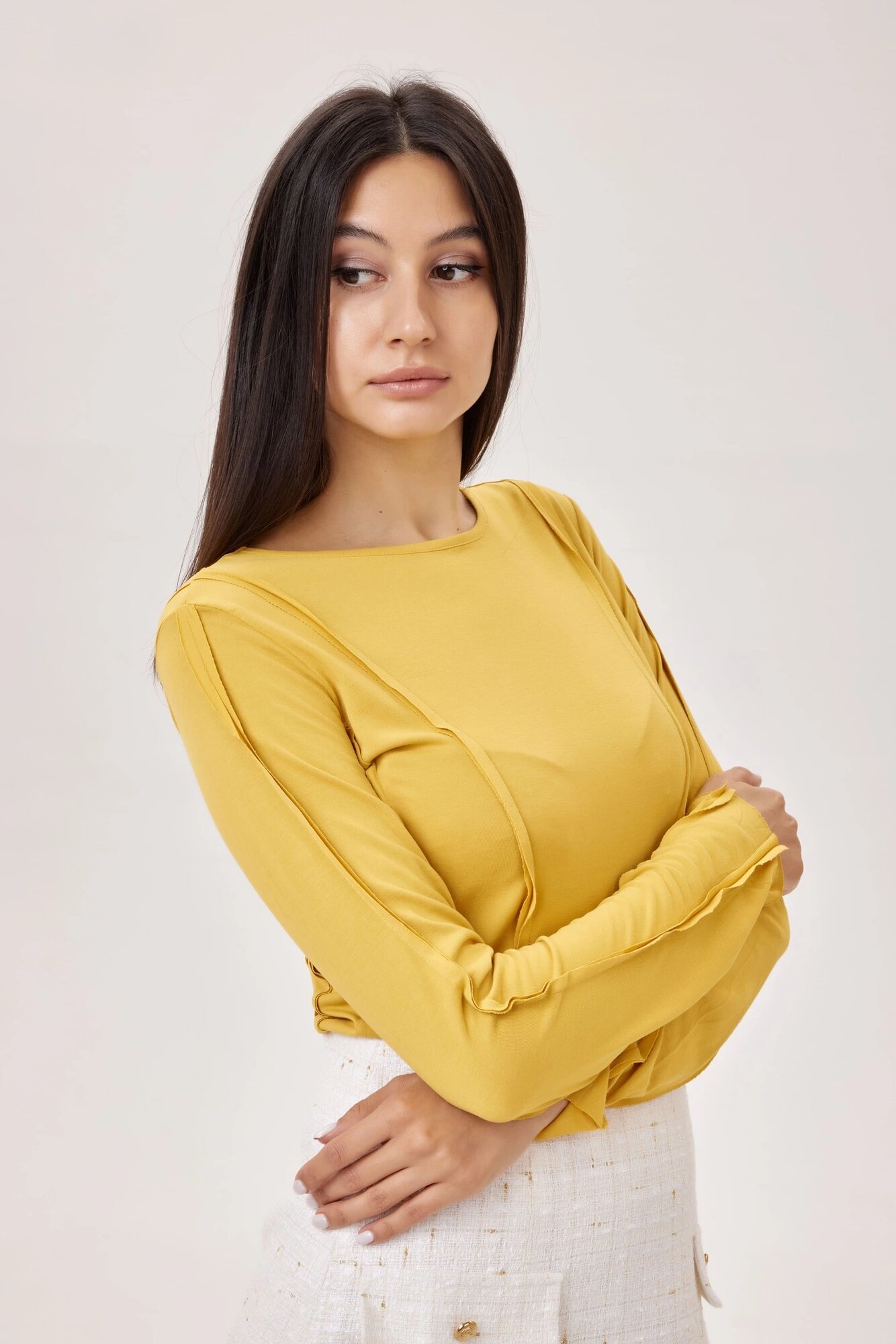 Лонгслив Selfie, размер L, , желтый — фото 1